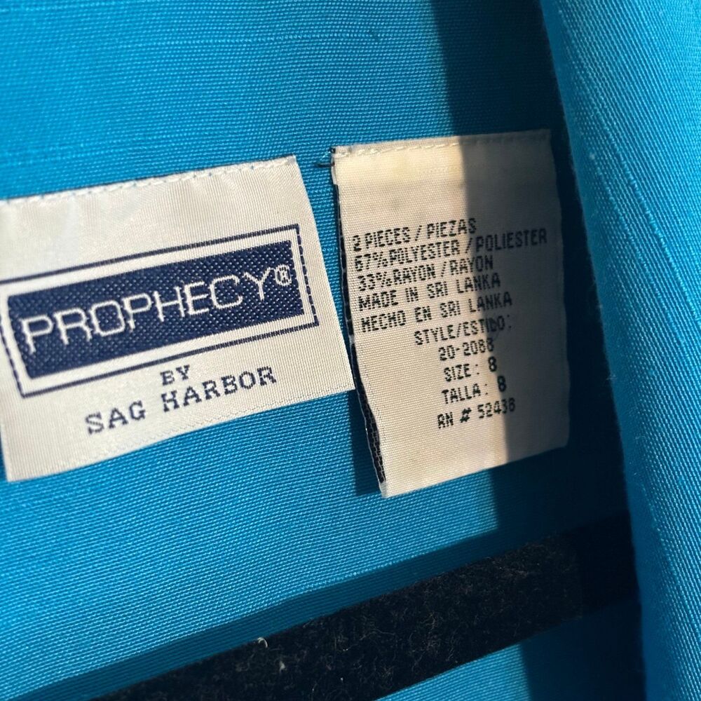 Vintage 80s Prophecy Sag Harbor Short Sleeve Blue Suit Short Sleeve Blazer Sz 8 - Picture 7 of 7